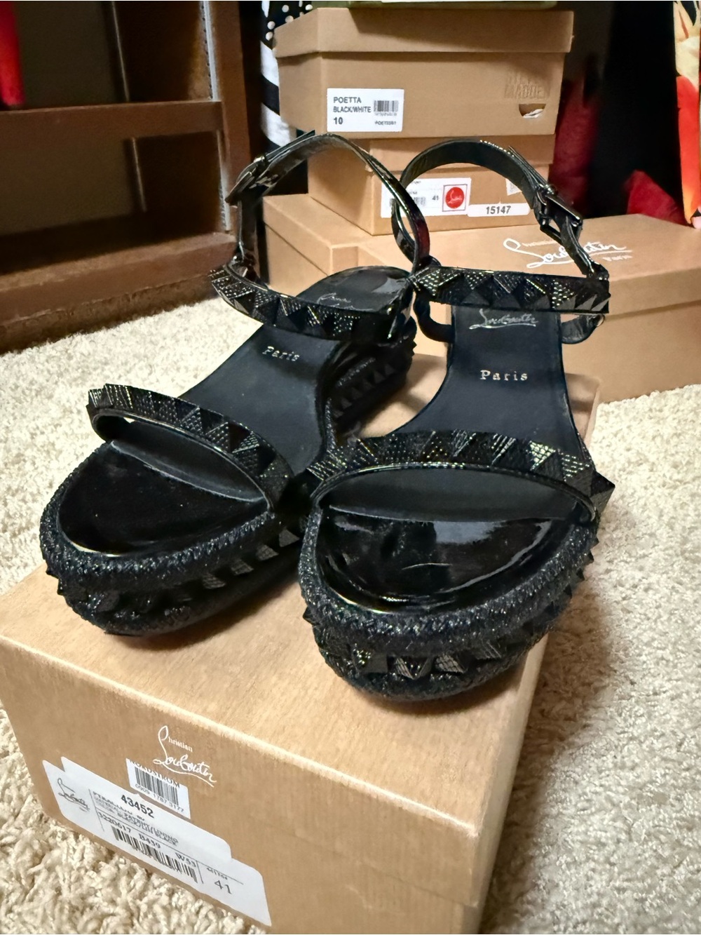 Christian Louboutin Black Studded Platform Sandals